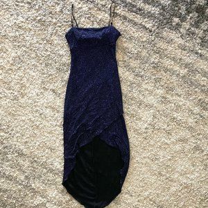 Navy Blue Glitter Formal Sexy Body Con Handkerchief Dress sz Small
